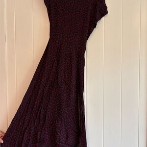 Elegant Black and Red Floral Dress